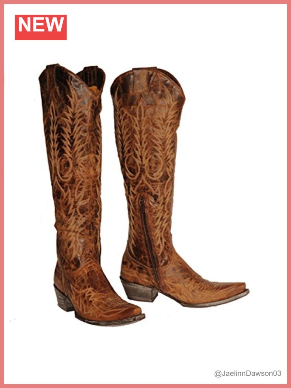 Tall Leather Knee-High Western Boots Snip Toe Ankle Zip Equestrian